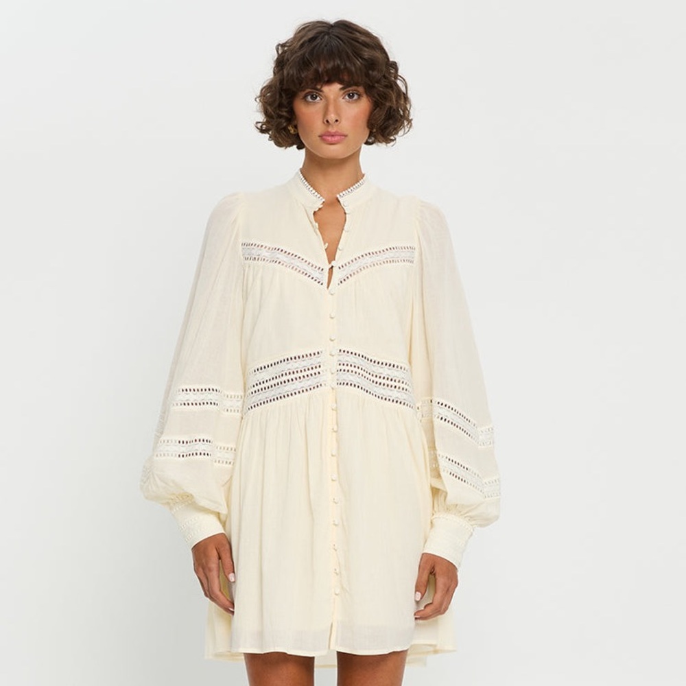 Kivari Anthropologie Cream Tana Mini Dress
